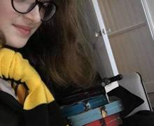 Reading at home Harry Potter